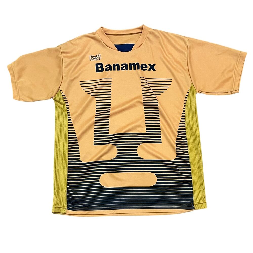 Pumas UNAM Banamex Soccer Jersey Gold Blue Puma Face Fan Shirt Mexico Liga MX